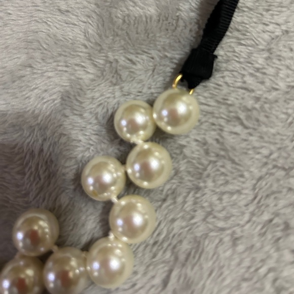 ‼️ sold New J Crew Large  Pearl Necklace with Black Ribbon. Beautiful! - Picture 3 of 4